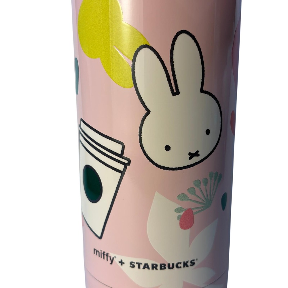Starbucks x Miffy Stainless Steel Travel Tumbler 16oz Pink Red Lid New - Picture 3 of 4